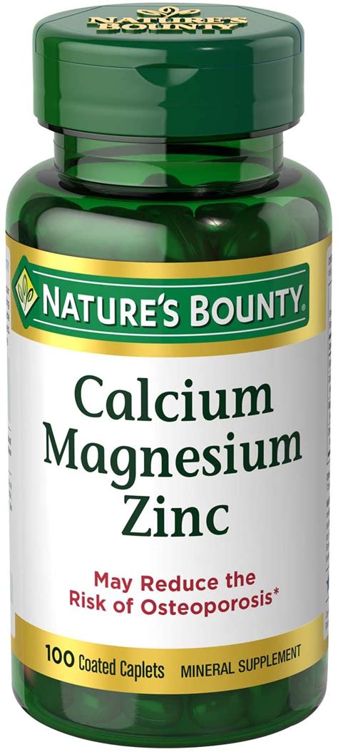 Calcium Magnesium Zinc Caplets Nature S Bounty Bone 100 Count Mineral