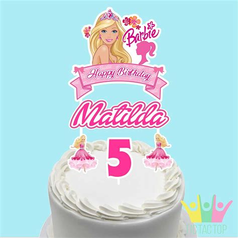 Barbie Doll Girl Standing Personalised Cake Topper Tic Tac Top