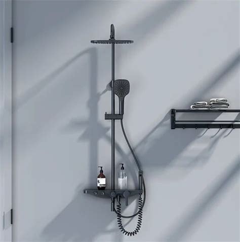 4 Function Exposed Shower Mixer With 16 Inch Enlarged Tray Matt Black