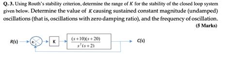 Solved Q. 3. Using Routh's stability criterion, determine | Chegg.com