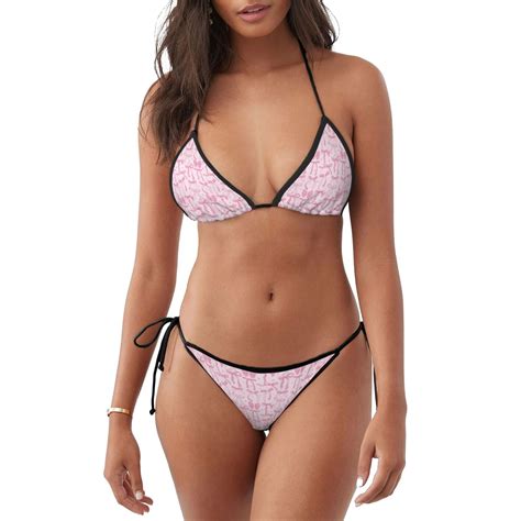 Defioc Ribbon Bow Pattern Sexy Bikini Set For Women Two Piece Swimsuit