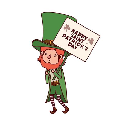 Premium Vector Happy Saint Patricks Day Label With Leprechaun Character