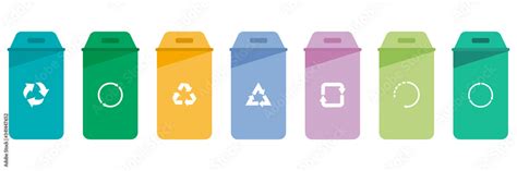 Separation Concept Set Of Color Recycle Bin Icons In Trendy Flat Style