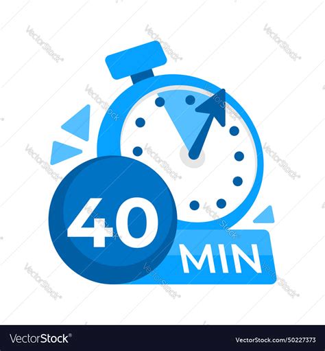 40 Minutes Timer Stopwatch Icon Min Clock Vector Image