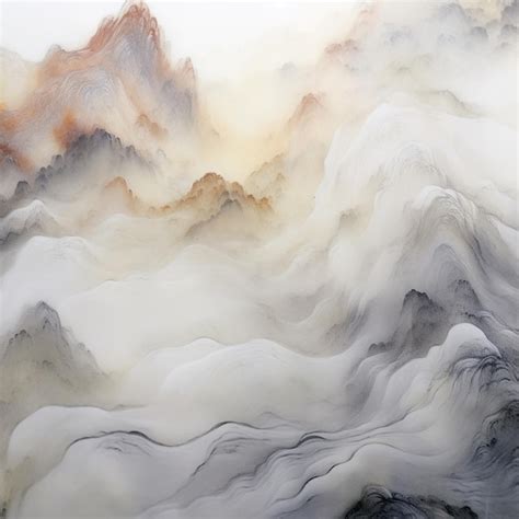 Premium Photo | Painting of mountains with clouds