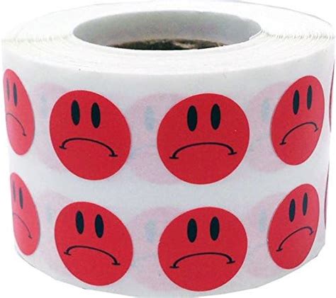 Red Sad Frowny Face Stickers 12 7 Mm 0 5 Inch Round 1000 Count Amazon