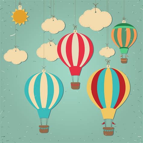 Premium Vector Retro Hot Air Balloon