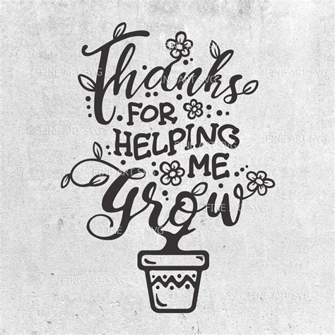 Thank You For Helping Me Grow Printable Black And White