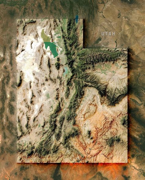 Utah High Resolution Satellite Imagery Us Printable Map Etsy