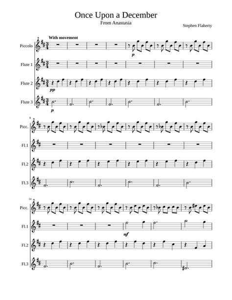 Once Upon A December Sheet Music For Flute Oboe Mixed Quartet