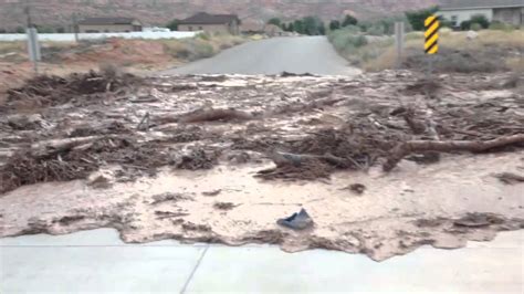 Flash Flood Washes Across Utah Desert Road Youtube