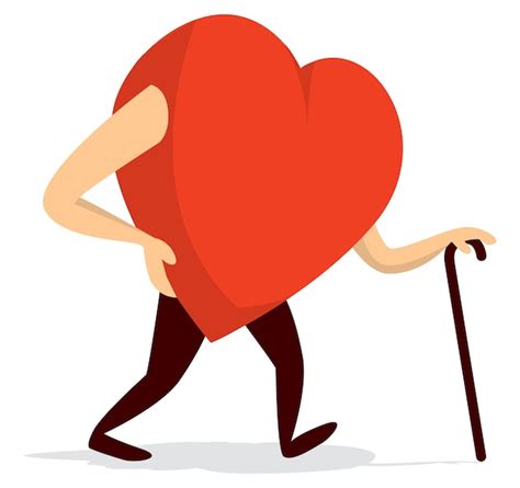 Premium Vector Tired Heart Walking Slow With Cane
