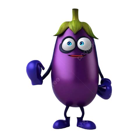 3d Purple Eggplant Mascot Egg Plant Ai Egg Plant Psd Vegetables Png