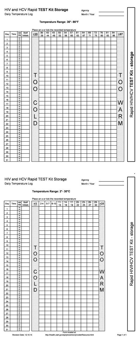 Printable Temperature Log Sheets Word Excel Pdf Off