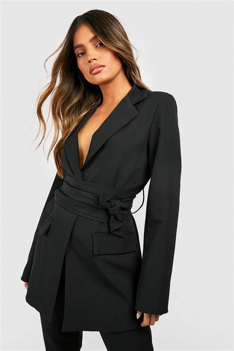 Obi Tie Waist Tailored Blazer Boohoo Uk