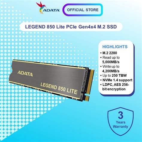 Adata Ssd Legend 850 Lite Pcie Gen4 X4 M2 2280 Xpg Gaming 500gb1tb2tb Lazada