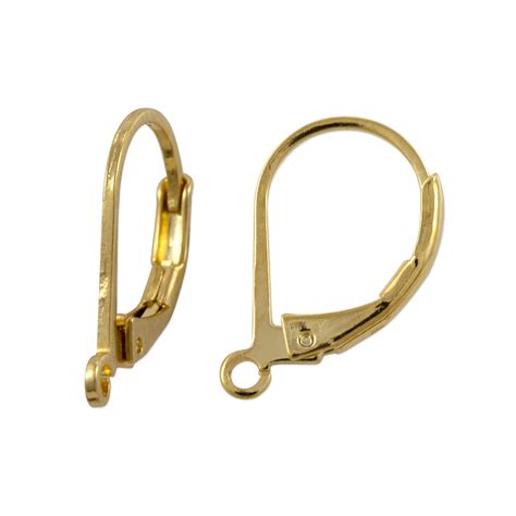 Lever Back Earring 15x10mm Gold Plated Pair