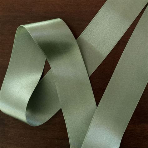 Sage Green Double Face Silk Satin Ribbon 36mm Renaissance Fabrics