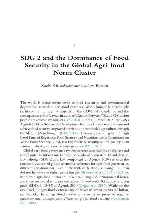 PDF SDG 2 And The Dominance Of Food Security In The Global Agri Food