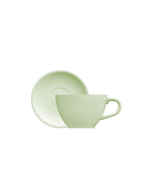 Taza Capuccino Oval Porcelana Verde C Platillo 250 Ml