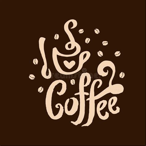 Vector Hand Drawn Coffee Quote Lettering Illustration Composition With