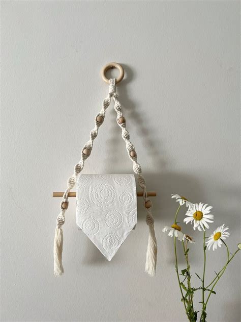 Macrame Toilet Roll Holder For Boho Bathroom Vintage Paper Etsy UK