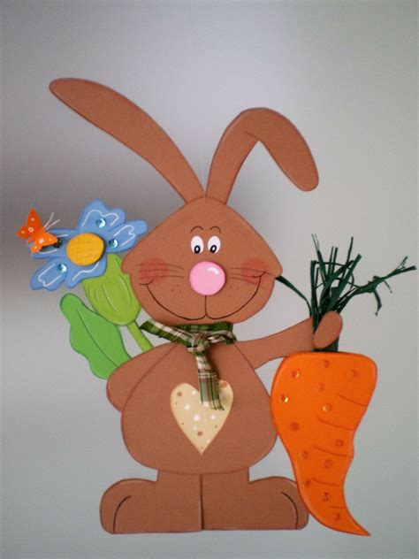 Fensterbild Hase mit Möhre Frühling Ostern Dekoration Tonkarton