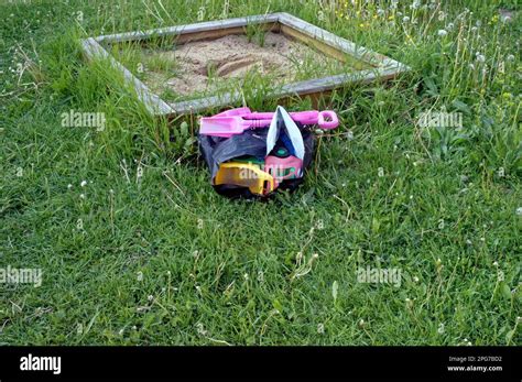 Small Sandbox In The Courtyard Of A Village House Russia Stock Photo