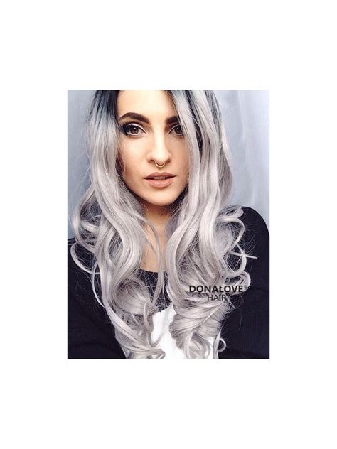 Black To Grey Ombre Wavy Synthetic Lace Front Wig Sny036 Synthetic