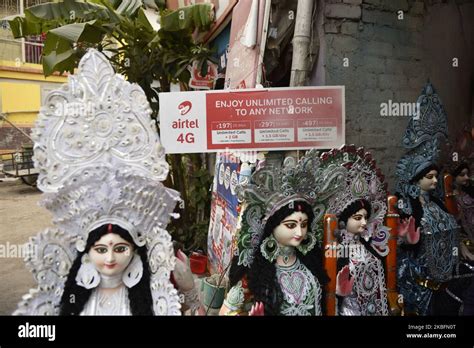 Preparation On The Eve Of Saraswati Puja Hindu Goddess In Kolkata