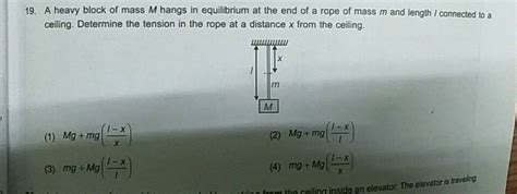 A Heavy Block Of Mass M Hangs In Equilibrium At The End Of A Rope Of