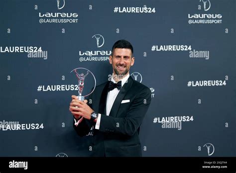 Madrid Spain 20240423 Novak Djokovic Poses As Winner Of Laureus