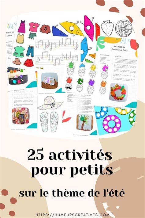 L été 25 activités pour petits Humeurs Créatives Activite enfant