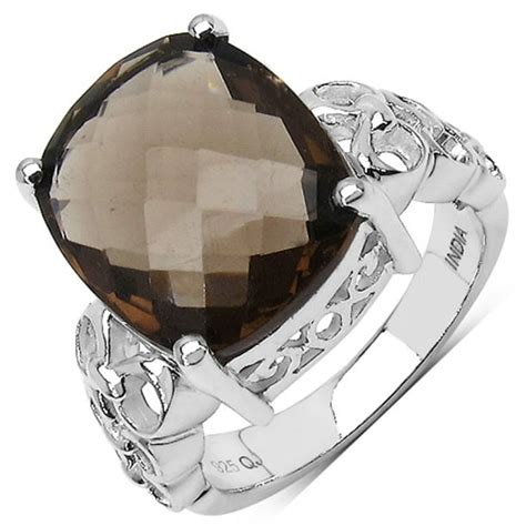 Bonyak Jewelry Genuine Cushion Smoky Topaz Ring In Sterling Silver