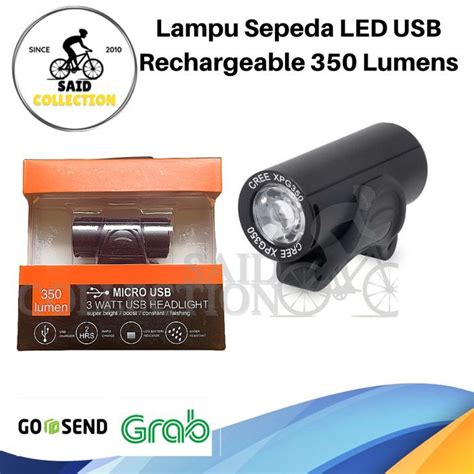 Jual Lampu Sepeda LED USB Rechargeable 350 Lumens Deemount RPL