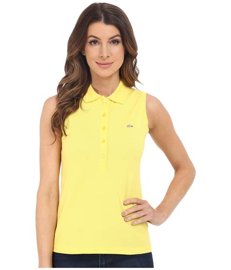 Lacoste Sleeveless Slim Fit Stretch Pique Polo Shirt in Yellow | Lyst