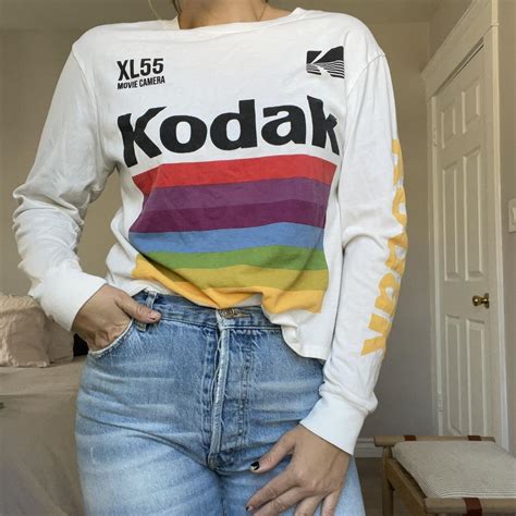 Kodak Graphic Tee T Shirt Cropped Long Sleeve 80s Depop