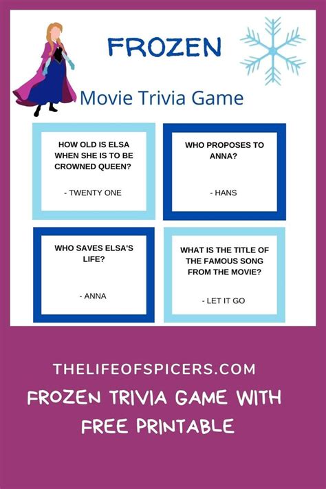 Frozen Trivia Quiz Questions And Answers FREE PRINTABLE Trivia