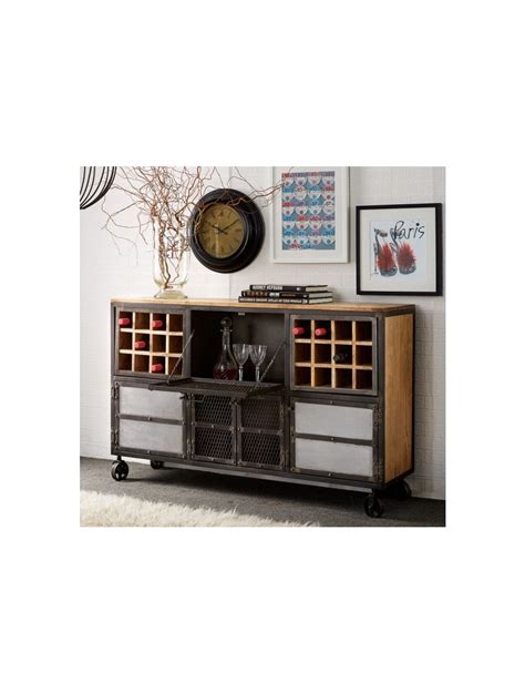 Evoke Iron Wooden Jali Bar Cabinet