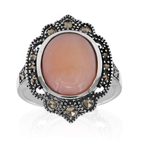 Peruanischer Rosa Opal Markasit Sterling Silber Ring Ct