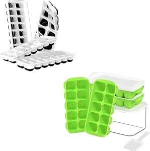 Amazon DOQAUS Ice Cube Tray With Lid And Bin 8 Pack Ice Trays For