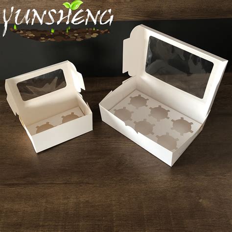 Biodegradable Disposable Brown Cardboard Paper Cupcake Box With Window