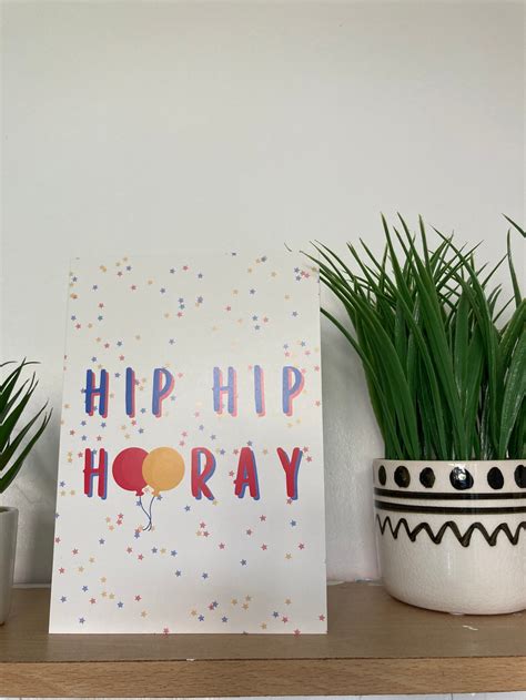 Hip Hip Hooray Celebration Greetings Card Etsy