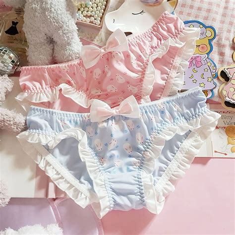 Leggycozy Kawaii Cute Rabbit Pattern Ruffles Panties With Bow Knot Lingerie Bonita Lingerie