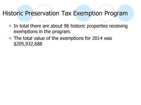 Historic Preservation Tax Exemption Program Ppt Download