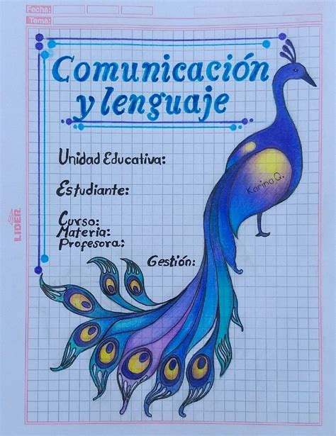 Caratula fácil de dibujar con un pavo real Book Cover Page Design