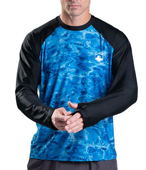 Mens Rash Guard Long Sleeve Thumb Hole UPF 50+ Rashguard Swim Shirts ...