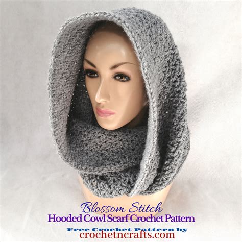 Blossom Stitch Hooded Cowl Scarf Crochet Pattern - CrochetNCrafts