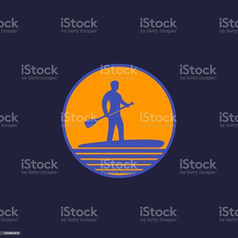 Sup Stand Up Paddle Surf Board Logo Stock Illustration Download Image