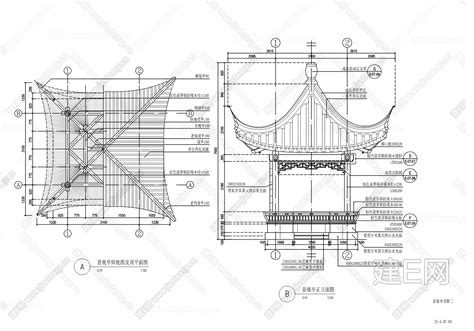 中式四角景观亭详图施工图下载施工图中式四角景观亭详图下载施工图中式四角景观亭详图免费下载建e室内设计网